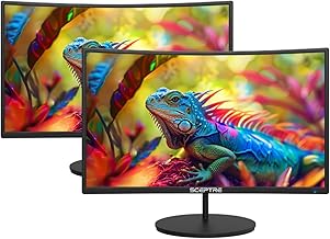 2X Pack - Curved 24 Inch Monitor FHD 100Hz Computer Monitor, HDMI X2 VGA 99% sRGB Build-in Speakers, Wall Mount, Tilt, Professional and Gaming Monitor – Machine Black, 2X Pack