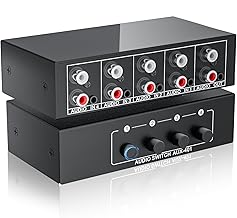 3.5mm Aux + RCA L/R Audio Switch Box 4 in 1 Out Bidirectional, BolAAzuL Stereo Audio Switcher Selector 4X1 Passive a/b Analog Audio Selector No Power Need