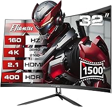 32Inch 4K Curved Monitor,160Hz UHD(3840 x 2160) Curved Gaming Monitor,1ms AMD FreeSync Premium,1500R,125% sRGB,95% DCI-P3,Monitor with Speaker,HDMI2.1,DP1.4,VESA