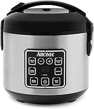 AROMA Digital Rice Cooker, 4-Cup (Uncooked) / 8-Cup (Cooked), Steamer, Grain Cooker, Multicooker, 2 Qt, Stainless Steel Exterior, ARC-914SBD