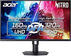 Acer Nitro 27” 4K UHD 3840 x 2160 Gaming IPS MiniLED Monitor | AMD FreeSync Premium | 160Hz Refresh Rate to FHD 320Hz (DFR) | Up to 0.5ms | 1 x Display Port 1.4 & 2 x HDMI 2.1 Ports | XV275K V3biipprx
