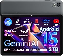 Android 15 Tablet 10.1 inch,18(6+12) GB+128GB+2TB Expandable 2025 Widevine L1 Tablets with Speed 2.0 GHz,1280x800 HD IPS,FM Radio, 5000mAh,WiFi6,GPS,Bluetooth,Travel Gift,Kids Space,YT Kids OYEFIT