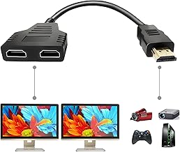 BATU HDMI Splitter Adapter Cable - Hdmi Splitter 1 in 2 Out Male to Dual Female 1 to 2 Way for HD, LED, LCD, TV, Support Two The Same TVs at The Same Time Mirror Only