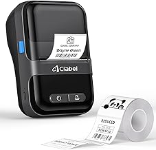 CLABEL Label Maker Barcode Printer 220B Thermal Bluetooth Mini Label Printer Sticker Printer Maker Machine 2 Inch No Ink Portable with 1 Roll Tape for Small Business,Office, Home Black