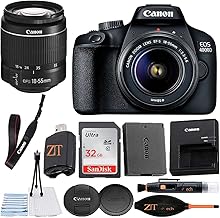 Canon EOS 4000D / Rebel T100 DSLR Camera 18-55mm Zoom Lens + ZeeTech Accessory Bundle with SanDisk 32GB Memory Card, Cleaning Starter Kit, High Speed Memory Card Reader (Renewed)