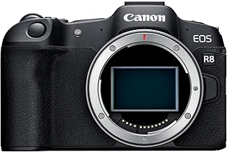 Canon EOS R8 Mirrorless Camera Body, Full‑Frame CMOS Sensor, 24.2 Megapixels, 4K 60p Video, Dual Pixel Autofocus II, Lightweight Camera for Content Creation, Photography and Vlogging, Black