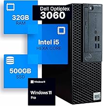 Dell Optiplex 3060 Desktop Computer | Intel i5-8500 (3.2) | 32GB DDR4 RAM | 500GB SSD Solid State | Windows 11 Professional | Home or Office PC (Renewed) (i5 | 500GB SSD, 32GB RAM | Content Creation)