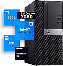 Dell Optiplex 7060 Tower Desktop Computer | Intel i7-8700 (3.4) | 32GB DDR4 RAM | 1TB SSD Solid State | Windows 11 Professional | Home or Office PC (Renewed)