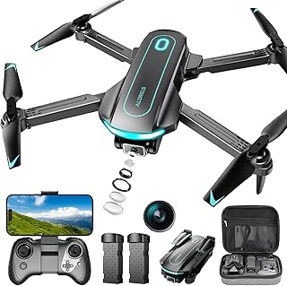 Drone with Camera, Drones for Adults and Beginners, 1080P HD FPV Foldable Mini Drones for Kids, with 2 Batteries, Carrying Case, Trajectory Flight, Gravity Control, One-Key Takeoff/Landing, 360° Flip, Toys for Gift
