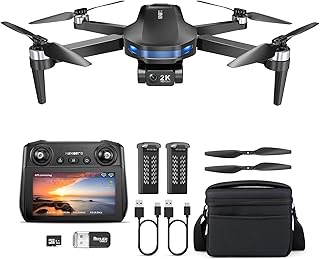 Drone with EIS 2K HD Camera for Adults, GPS Drone with Screen on Controller, 64 Mins Flight, Long Range Transmission, 3 Speed Adjustable, Follow Me, AI Track, AI Night Shot, Auto Return, Lightweight and Foldable RC Drones for Beginner Toy Gifts, Under 249g