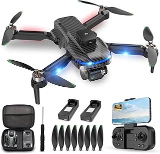 Drones for Adults with Emergency Stop,4K Drones with Camera for Kids, Headless Mode, 360° Flips, Carrying Case & 2 Batteries,Wireless RC Toys for Boys Girls-Black