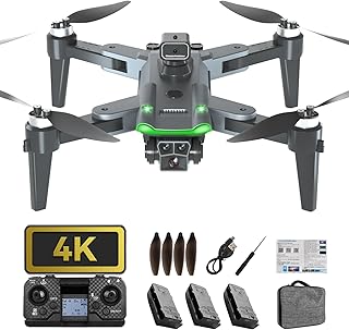 Drones with Camera for Adults 4K, Professional GPS Drone with Auto Return, 4-Way Obstacle Avoidance, Follow Me, Foldable, Includes 3 Batteries & Case(Black)