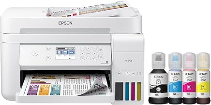 Epson EcoTank ET-3760 Wireless Color All-in-One Cartridge-Free Supertank Printer with Scanner, Copier and Ethernet, Regular