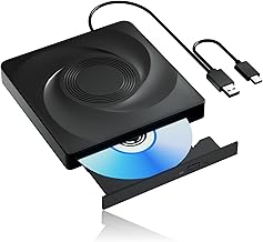 External CD/DVD Drive for Laptop External DVD Drive, DVD Player Portable CD Reader for Laptop, CD Burner Compatible with PC Windows 11/10//7 Linux Mac OS