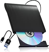 External CD/DVD Drive for Laptop PC CD DVD Player USB 3.0 Portable Optical Drive CD Burner Compatible with Windows 10 11 Linux Mac OS (Black)