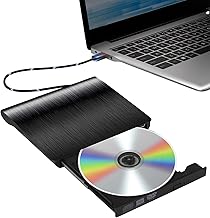 External DVD Drive, Portable USB 3.0 CD Burner +/-RW Drive, DVD Player for ROM Rewriter Burner, Compatible with Laptop, Desktop PC, Windows MacBook Linux Mac OS