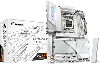 GIGABYTE X870E AORUS PRO ICE AMD AM5 LGA 1718 Motherboard, ATX, DDR5, 4X M.2, PCIe 5.0, USB4, WIFI7, 2.5GbE LAN, EZ-Latch, 5-Year Warranty