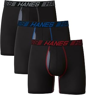 Hanes Men's Underwear Pack, 3-Pack, Total Support Pouch Boxer Briefs or Trunks, Moisture-Wicking Underwear for Men