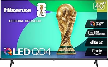 Hisense 40-Inch Class QD4 Series Hi-QLED FHD Smart Fire TV (40QD4QF, 2025 Model) - Quantum Dot Color, DTS Virtual: X, Alexa Built in, Slim Bezel Design