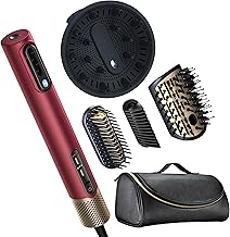 Infiniti PRO CONAIR 5-in-1 Hair Drying Wand, Straightener, and Styler, Ionic All-in-One Digital Motor Blow Dryer, Includes 4 High-Performance Attachments, Cherry Red