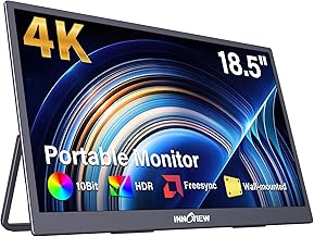 InnoView 4K Portable Monitor 18.5" 3840x2160 UHD USB-C HDMI for Laptop, 10Bit IPS Computer Gaming Display HDR Travel Monitor with W/180°Adjustable Stand for Desktop Mac Phones Tablet PS5/4 Switch