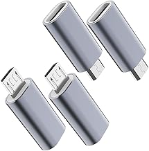 JXMOX USB C to Micro USB Adapter, (4-Pack) Type C Female to Micro USB Male Convert Connector Support Charge Data Sync Compatible with Samsung Galaxy S7 S7 Edge, Nexus 5 6 and Micro USB Devices (Grey)