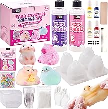 LET'S RESIN Flex Rubber for Taba Squishy Kit, All-in-one Beginner Kit for Squishy Maker, with 16oz Silicone Gel, Hamster/Capybara/Rabbit/Chick Silicone Molds, Color Paste, Flocking Powder, Ideal Gifts