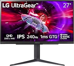 LG 27GR83Q-B 27-inch UltraGear QHD (2560x1440) IPS Gaming Monitor, 240Hz, 1ms, DisplayHDR 400, G-Sync AMD FreeSync Premium, HDMI 2.1 DisplayPort, 4-Pole HP Out DTS GP:X, Tilt/Height/Pivot Stand, Black