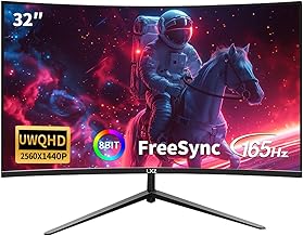 LXZ 32 Inch Curved Gaming Monitor, 165Hz 1800R QHD (2560x1440) 2K Computer Monitor with FreeSync, DP/HDMI, 122% sRGB Coverage, Wall Mountable, Eye Care for Home Office & Gaming