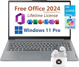 Lenovo 15.6" Business Laptop, Free Microsoft Office 2024 with Lifetime License, FHD Display, Intel 8-Core i3-N305 3.8 GHz, 8GB LPDDR5 RAM, 256GB SSD, WiFi 6, 6 hrs Battery Life, Windows 11 Pro