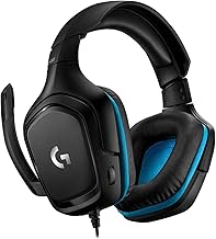 Logitech G432 Wired Gaming Headset, 7.1 Surround Sound, DTS Headphone:X 2.0, Flip-to-Mute Mic, PC (Leatherette) Black/Blue