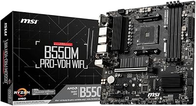 MSI B550M PRO-VDH WiFi ProSeries Motherboard (AMD Ryzen 5000, AM4, DDR4, PCIe 4.0, SATA 6Gb/s, M.2, USB 3.2 Gen 1, Wi-Fi, Bluetooth, D-SUB/HDMI/DP, Micro-ATX)