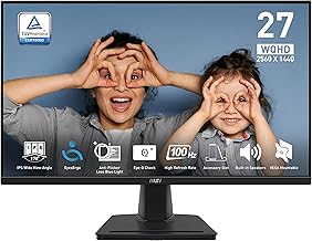 MSI PRO MP275Q 27 Inch WQHD Office Monitor - 2560 x 1440 IPS Panel, 100 Hz, Eye-Friendly Screen, Built-in Speakers, Tilt-Adjustable - HDMI 2.0b, DP (1.2a)