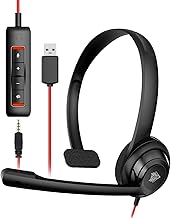 NUBWO HW02 USB Headset with Microphone Noise Cancelling &in-line Control, Ultra Comfort Computer Headset for Laptop pc, On-Ear Wired Office Call Center Headphone for Boom Skype Webinars（Black）