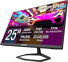 New! Sceptre 24.5-inch Gaming Monitor 240Hz 1ms DisplayPort x2 HDMI x2 100% sRGB AMD FreeSync Premium Build-in Speakers, Machine Black 2026 (E255B-FWD240 Series)