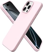 ORNARTO Compatible with iPhone 16 Pro Max Case 6.9", Slim Liquid Silicone 3 Layers Soft Gel Rubber Shockproof Protective Cover with Anti-Scratch Microfiber Lining-Chalk Pink