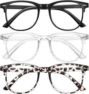 Okany 3 Pack Blue Light Blocking Glasses for Women Men, Round Computer Glasses Anti Eye Strain/UV/Glare Gaming Glasses