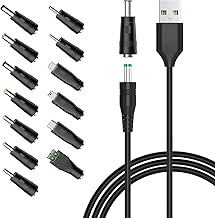 Powseed 5V Universal DC Power Cable, USB to DC Charging Cord with 13pcs Adapter Plugs for Webcam Router, Recorder, Bluetooth Speaker, Scanner, DVR, Hard Disk Box, USB-HUB etc.