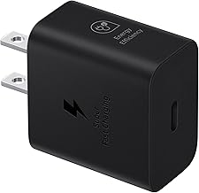 Samsung 25W Wall Charger Power Adapter, Cable Not Included, Super Fast Charging, Compact Design, Energy Efficient, Compatible with Galaxy and USB Type C Devices, Black