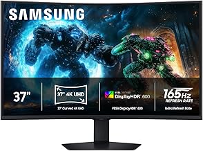 Samsung 37” Odyssey G7 (G75F) 4K UHD Resolution, 165Hz, Curved Gaming Monitor, 1ms Response Time (GtG), VESA DisplayHDR™ 600, AMD FreeSync™ Premium Pro, LS37FG75DENXZA, 2025