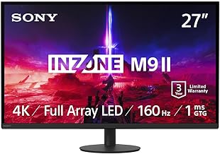 Sony INZONE M9 II 27” 4K UHD (3840 x 2160) 160Hz Full Array LED 1ms GtG NVIDIA G-SYNC Gaming Monitor, DisplayHDR 600, Built-in Speakers, DisplayPort 2.1 (UHBR10) /VRR HDMI 2.1-3 Year Limited Warranty