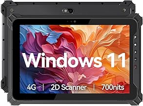 T10W 10.1 inch Rugged Tablet with Scan, Windows 11,700 Nit Sunlight Readable, 4G LTE GPS, 8GB+128GB,Heavy Duty Industrial Outdoor Tablet