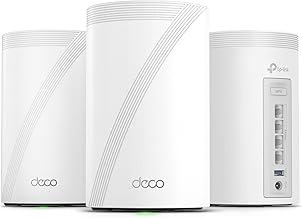 TP-Link Deco 7 Pro BE63 Tri-Band WiFi 7 BE10000 Whole Home Mesh System - 6-Stream 10 Gbps, 4x2.5G Ports Wired Backhaul, 4X Smart Internal Antennas, VPN, HomeShield, Free Expert Support (3-Pack)