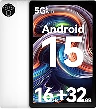 Tablet 10 Inch Android 15 OS GMS Certified Tablets PC 1.8 GHz 5-Core 16 (3+13) GB RAM 32 GB ROM 1 TB Expandable 1280x800 HD IPS Touch Screen 5000 mAh WiFi 6 Bluetooth 5.4 Dual Camera 2025 (White)