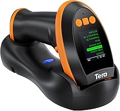 Tera Barcode Scanner Wireless with Screen: Pro Version 1D 2D QR with Setting Keypad Charging Cradle Works with Bluetooth 2.4G Wireless USB Wired Handheld Bar Code Reader HW0009