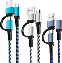 USB C to C Cable, 60W 3 Pack Fast Charging Cords 6ft QC & PD 2-in-1 USB-A/C to Type C Charger Cord Compatible with Samsung Galaxy S21 S10 S9 Note20, MacBook Pro 2020/2019