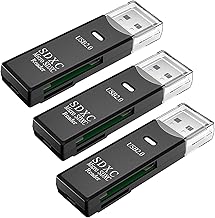 USB SD Card Reader for PC, 3 Packs Micro SD Card to USB Adapter, Card Reader for Camera Memory Card Reader, Wansurs Card Reader for Laptop (3 Pack USB2.0)