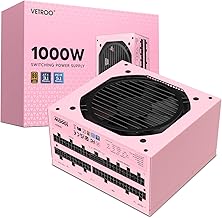 Vetroo 1000W Pink Power Supply ATX 3.1 Ready Dual PCIe 5.1, 80 Plus Gold Full Modular, Eco Mode with 120mm FDB Fan, Compact Size, 10 Year Warranty for Gaming PC