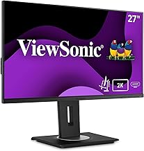 ViewSonic VG2756A-2K 27 Inch IPS 1440p Docking Monitor with 100W USB C, Ethernet RJ45, HDMI, Display Port and 40 Degree Tilt Ergonomics Daisy Chain for Home and Office,Black