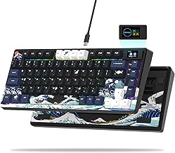 Womier S-K80 75% Keyboard with Color Multimedia Display Mechanical Gaming Keyboard Creamy Sound, Wired Hot Swappable Gasket Mount RGB Custom Key board, Pre-lubed Stabilizer for Mac/Win, Black Kanagawa